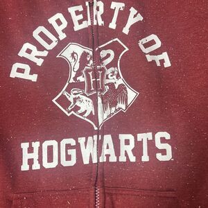 Harry Potter Men's Maroon speckled w white zipper hoodie Property Of Hogwarts Sw